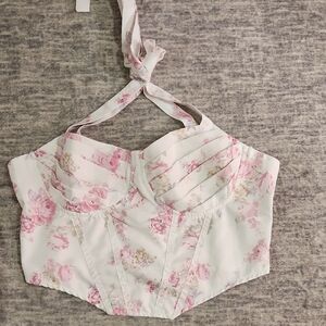 SHEIN Pink and Cream Floral Top